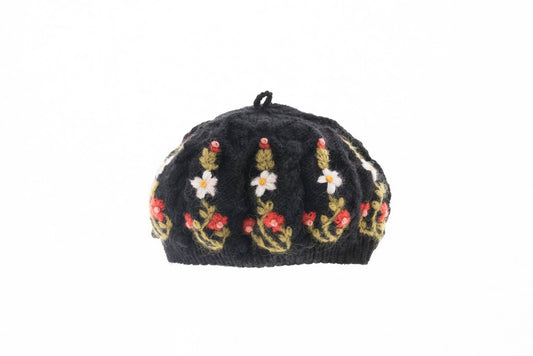 French Knot Eleanor Beret Black