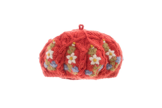 French Knot Eleanor Beret Red